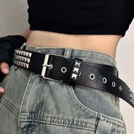 Fashion Y2K Metal Rivet Belt Punk Belt Adjustable Stud Belts Leather Waist Strap With Pin W8G1