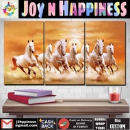 PAni-60 7 Running Horse Painting Wooden Frame Wall Decoration