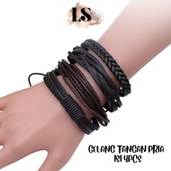 LS - MEN'S BRACELET H204 CONTENTS 4PCS RETRO STYLE LEATHER STRAP