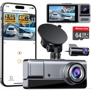 Icesky Three Channel Dash Cam Depan dan Belakang Dalam dengan WiFi 6, Triple Way 2.5K, 4K+2.5K Dual 