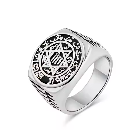 Seal Solomon Six-Pointed Star 12 Constellation Mens Womens Stainless Steel Talisman Health Prosperit