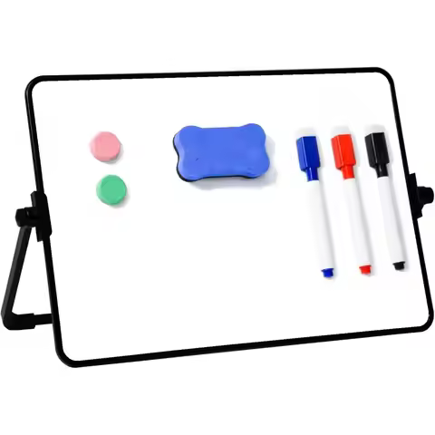 New Erasable Dry Erase White Board with Stand Portable White Board Easel Double-Sided Desktop Dry Er