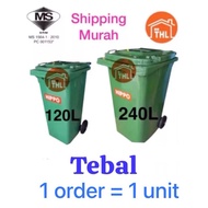 Laundry supplies ☛Heavy Duty Mobile Waste Dust Bin 120L  240L tong sampah hijau bandaraya❣