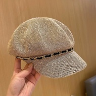 Spring Korean version of trendy fashionable sequined oct春韩版潮流时尚亮片八角帽女小众镂空透气显脸小鸭舌帽遮阳08.311