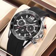 LIGE 2021 ใหม่นาฬิกาผู้ชายแฟชั่นซิลิโคนส่องสว่างโครโนกราฟปฏิทินนาฬิกาข้อมือกันน้ำกีฬานาฬิกาข้อมือผู้ชาย
