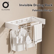 Stainless steel folding towel rack wall-mounted storage rack hidden towel rack punch-free clothes dr