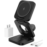 KU XIU X55 Foldable 3 in 1 Charging Station for Apple Devices, 15W Fast Magnetic Wireless Charger, M