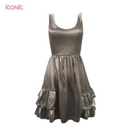 iCONiC GRAY Runway Dress #0007 ชุดเดรส แขนกุด ตกแต่งระบาย  เดรสแฟชั่น เสื้อผญแฟชั่น เดรสออกงาน เดรสท