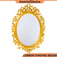 CERMIN DINDING BESAR LARGE WALL BEDROOM LIVING ROOM HANGING MIRROR  GOLDEN FLORAL DESIGN VINTAGE HOME DECOR