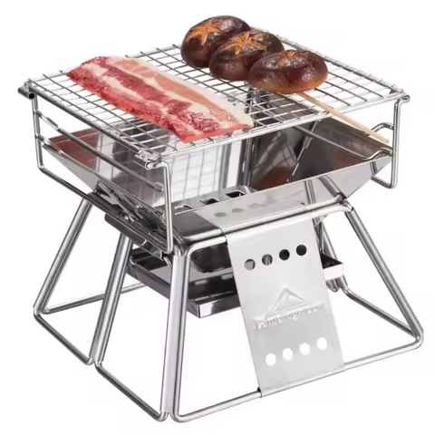 Campingmoon Outdoor Camping Bbq Charcoal Grill Vertical Adjustable Bbq Grill Machine Foldable Portab