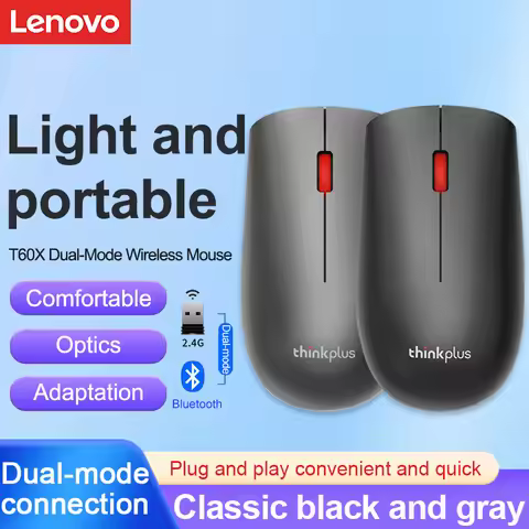Mouse Bluetooth Mouse Lenovo Thinkplus T60X Dual-Mode Office Mouse - Black Wireless Mouse