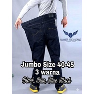 SumberRejekiJeans - Texan - Men's Long Jeans Jumbo OverSize 40-45 Standard Model Black STYLISH RETRO