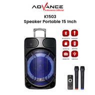 Speaker 15 Inch Subwoofer Advance K1503 Bluetooth Salon Aktif Portable