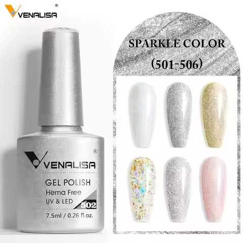 VENALISA 7.5ml Glitter Platinum HEMA FREE Nail Gel Polish Full Coverage Diamonds Soak off UV LED Pla