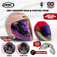 Helmet ARC RITZ Modern Red & Pastel Pink Colour Siap Combo Visor ARC RITZ Sekali Spoiler (Size L & X