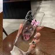 1ชิ้น เคสโทรศัพท์แบบใสลายลิงหนาป้องกันการตกกระแทก เข้ากันได้กับ iPhone 16/11/16pro/16plus/16promax/1