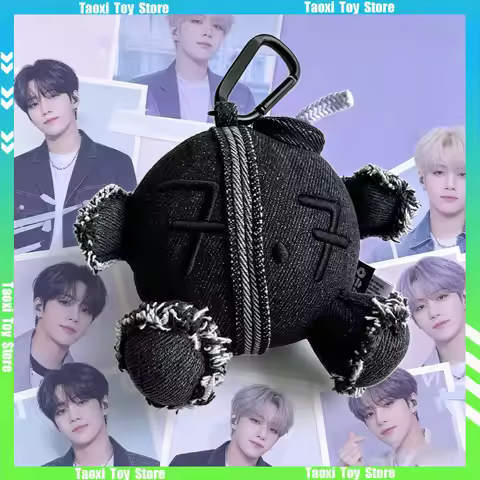 In Stock BTS Black Denim Peripheral Plush Coal Stove Keychain Fashion Pendant Fans Merchandise World