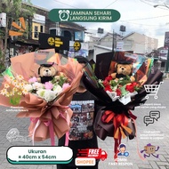 TOKO BUNGA JOGJA - Buket Wisuda Besar Teddy Beruang Rainbow Holo Jogja Wisuda Ultah Graduation