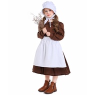 Childrens Day Cinderella Pastoral Farm Maid Costume Stage Play Costume Art Portrait Dress Apron Hat
