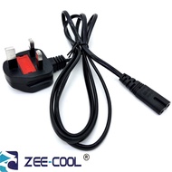 1.5M Zee Cool 3 Pin Uk To 2 Pin Figure 8 Power Cable With Fuse To IEC C7 C8 Connector