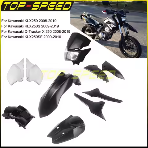 Motocross Plastic Fairing Kit Headlight Mudguard Fender Radiator Shroud Side Panel For Kawasaki KLX2