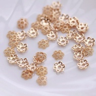 Over 10 Get 1 Free 14k Gold Retention Color Retention Hollow Receptacle About 6mm Flower Hat diy Bracelet Jewelry Accessories Receptacle Series Diameter 6mm Spacer Beads Rose Gold Small Receptacle diy Handmade Materials
