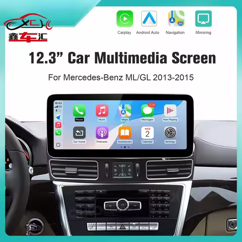 Wireless Carplay/Linux 12.3'' Touch screen Multimedia Radio Receiver for Mercedes Benz ML W166 ML350