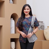 Blouse Batik Terbaru / Fashion Wanita / Batik Kantor Wanita / Batik Lengan Pendek / Atasan Batik Ter