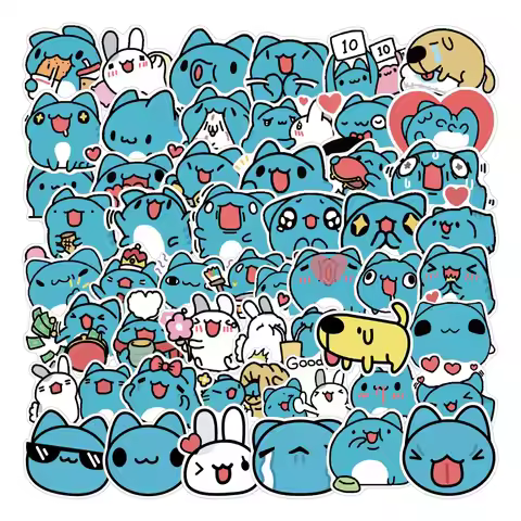 10/60PCS Cute Blue Bobo Meme Graffiti Sticker Capoo Cat Animal Cartoon Decal Notebook Phone Cup Guit