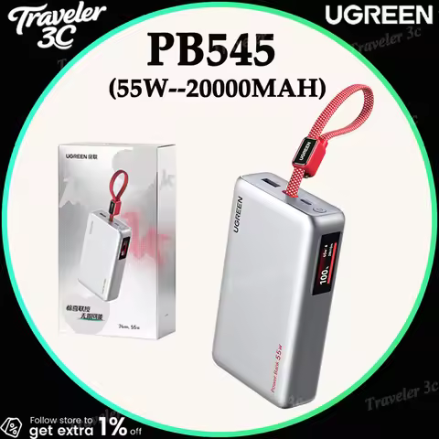 NEW Ugreen PB545 Portable Power Bank 55W Fast Charging 20000Mah Built In Cable National Standard Air