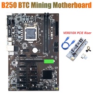 BTC B250 Mining Motherboard with VER010X Riser Card 12XGraphics Card Slot LGA 1151 DDR4 USB3.0 for B