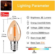 25 Gói E12 E14 Thay Thế bóng đèn LED 0.5W C7 nến nhỏ Edison Bulb Cổ Điển màu trắng ấm đèn Muối Bóng 
