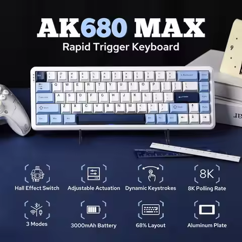 AJAZZ AK680 MAX Magnetic Switch Wireless Mechanical Keyboard Tri-Mode Hot Swap 8k Gaming Bluetooth K