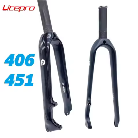 Litepro Folding Bike Carbon Fiber Ultralight Front Fork 406 451 20-22 Inch Disc Brake Wheelset O.L.D