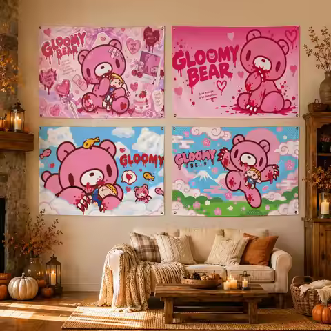 Character Gloomy Bear Flags Flags for Room, Bedroom, Home, Outdoor, Wall Hanging, Concert Print, Art