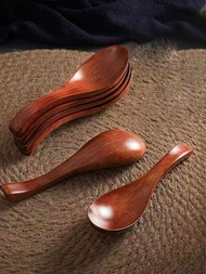 Spoon for Home Use Short-Handled Wooden Spoon for Eating Thickened Wooden Spoon Soup Spoon Ramen Spo