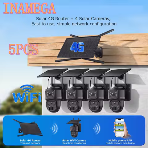 4G Solar Router Camera Waterproof Kit 8MP WiFi Solar PIR PTZ Camera 10W Solar Router Range Coverage 
