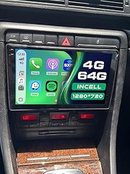 4+64G Android 15 Radio for Audi A4 S4 RS4 2002-2008, 9" Touchscreen for Audi A4 Car Stereo, Wireless