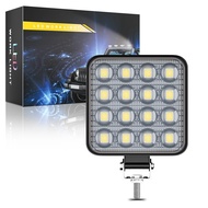 Lampu Kerja LED Kereta 3-Inci Kanta Cembung Persegi 16 Lampu 48W Lampu Bantu Diubahsuai Lampu Sorota