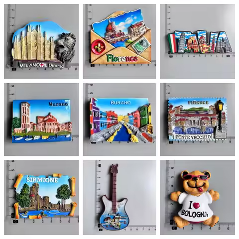 Italy Souvenir Fridge Magnet Milan Florence Murano Burano Ponte Vecchio Sirmione Bologna Bear Guitar