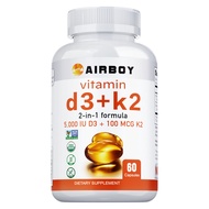 Vitamin K2 (MK7) với Vitamin D3 bổ sung - Công thức không biến đổi gen - 5000 IU Vitamin D3 và 100 m