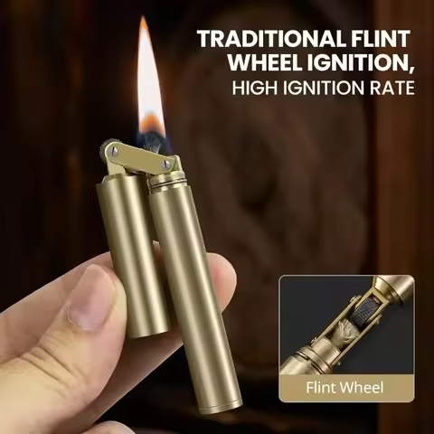 Pure Copper Trench Lighter Vintage Refillable Windproof Korosene Lighter Unique Shape Cigarette Ligh