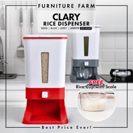 F&amp;F: CLARY 10KG Rice Dispenser With Rinsing Cup/Bekas Beras/rice dispenser/rice storage/tong beras 10kg/bekas beras