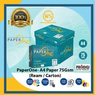 Paper One A4 Paper 75gsm / Kertas A4 / Copier Paper - 500 Sheets ( 1 Ream / 1 carton )