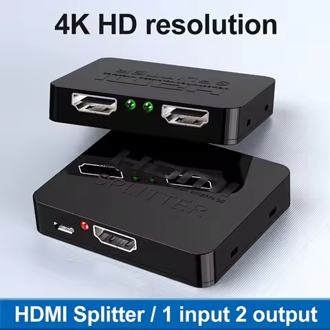 4K HDMI Splitter - Dual Monitor Extender with 1 In 2 Out, Full HD 1080P 3D Support, 5V USB Powered, 