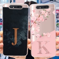 For Samsung Galaxy A80 A90 4G Fashion Flower Fog Initial Letter Phone Casing Samsung A80 A90 SM-A805