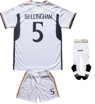 Madrid Bellingham #5 2023/2024 Home Kids Soccer Jersey/Shorts/Socks Set Youth Sizes