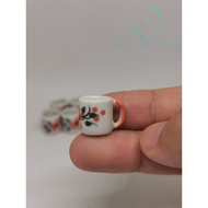 [CL] Mini Ceramic Water Cup Mug Orange Flower Pattern Miniature Decoration