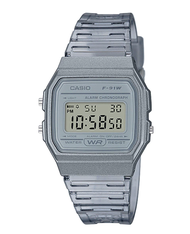 NEW!!!! Casio Digital นาฬิกาข้อมือชาย/หญิง สายเรซินใส รุ่น F-91WS(F-91WS-2D/F-91WS-4D/F-91WS-7D/F-91