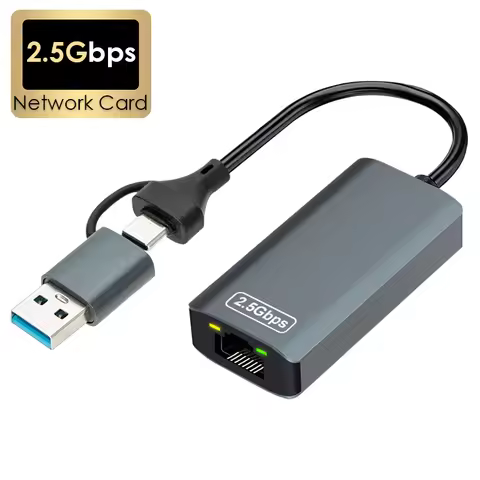 NEW 2500Mbps USB 3.0/Type C to RJ45 Ethernet 2.5G Wired Adapter Network LAN Converter Hub for Win7/8